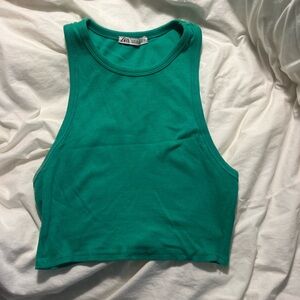 Green Zara cropped tank - medium